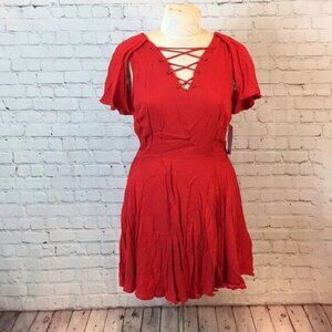 NWT JustFab Dress Lace up V-neck Short Sleeve XL